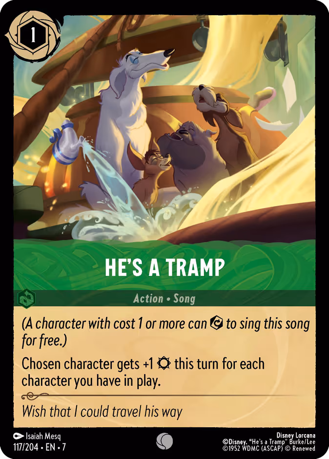 He's A Tramp Lorcana card (117/204, Archazia's Island)