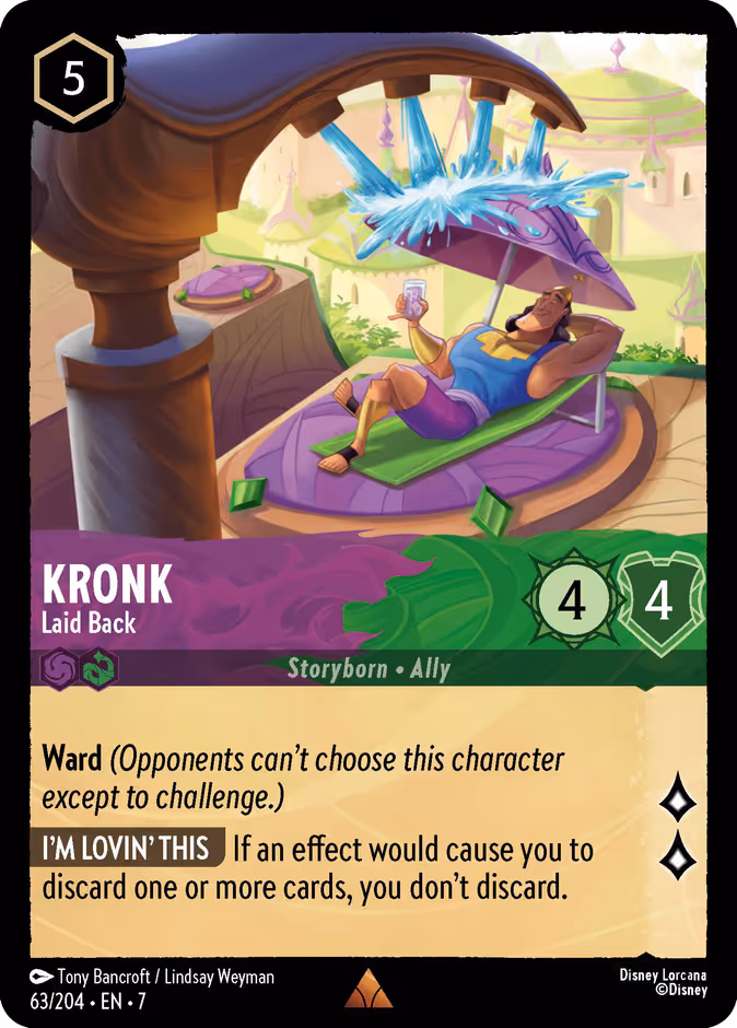 Kronk - Laid Back Lorcana card (63/204, Archazia's Island)