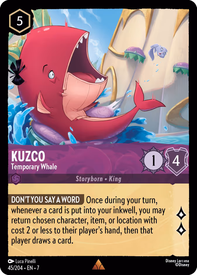 Kuzco - Temporary Whale Lorcana card (45/204, Archazia's Island)
