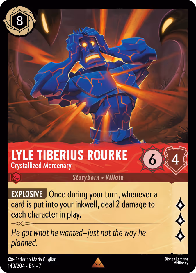 Lyle Tiberius Rourke - Crystallized Mercenary Lorcana card (140/204, Archazia's Island)
