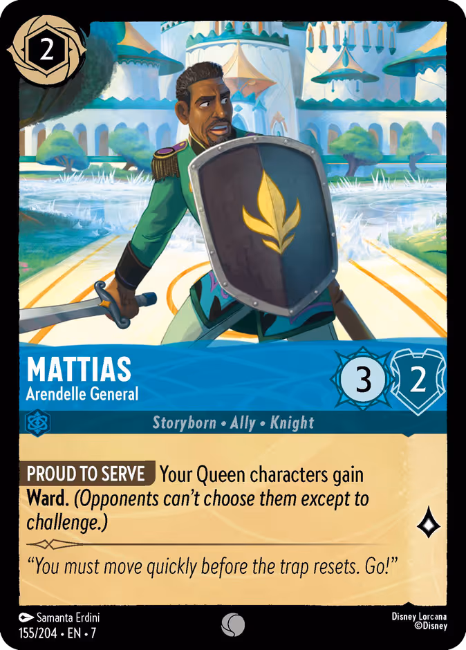 Mattias - Arendelle General Lorcana card (155/204, Archazia's Island)