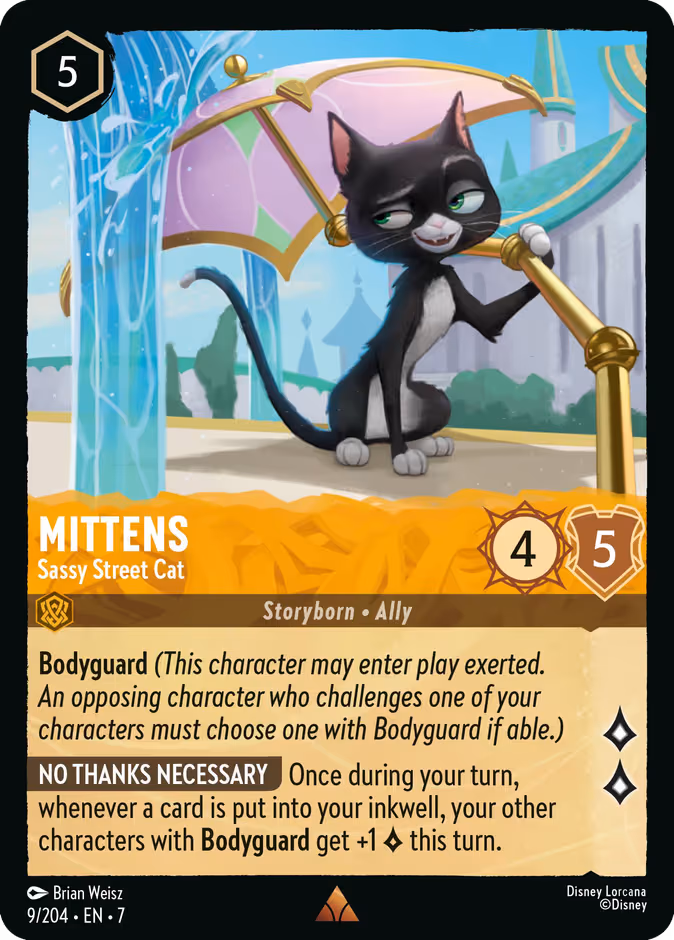 Mittens - Sassy Street Cat Lorcana card (9/204, Archazia's Island)