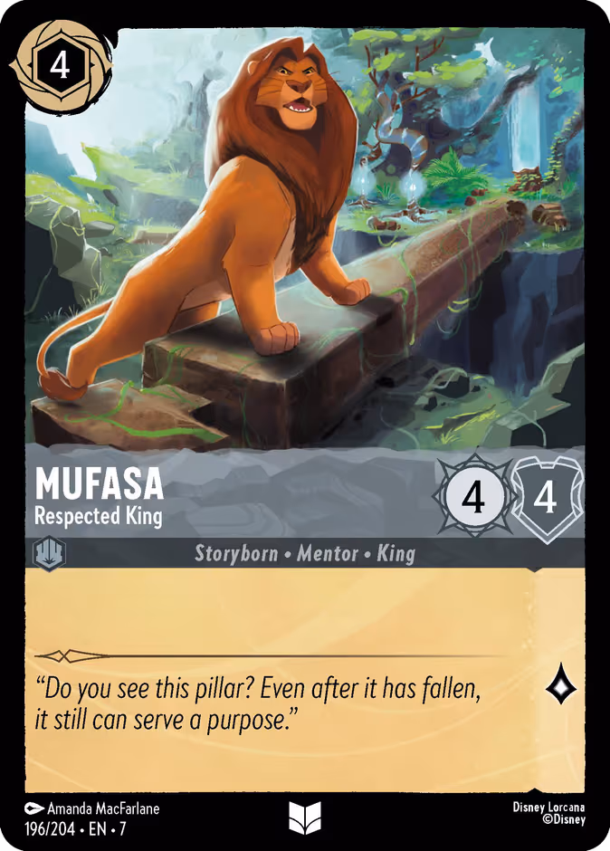 Mufasa - Respected King Lorcana card (196/204, Archazia's Island)