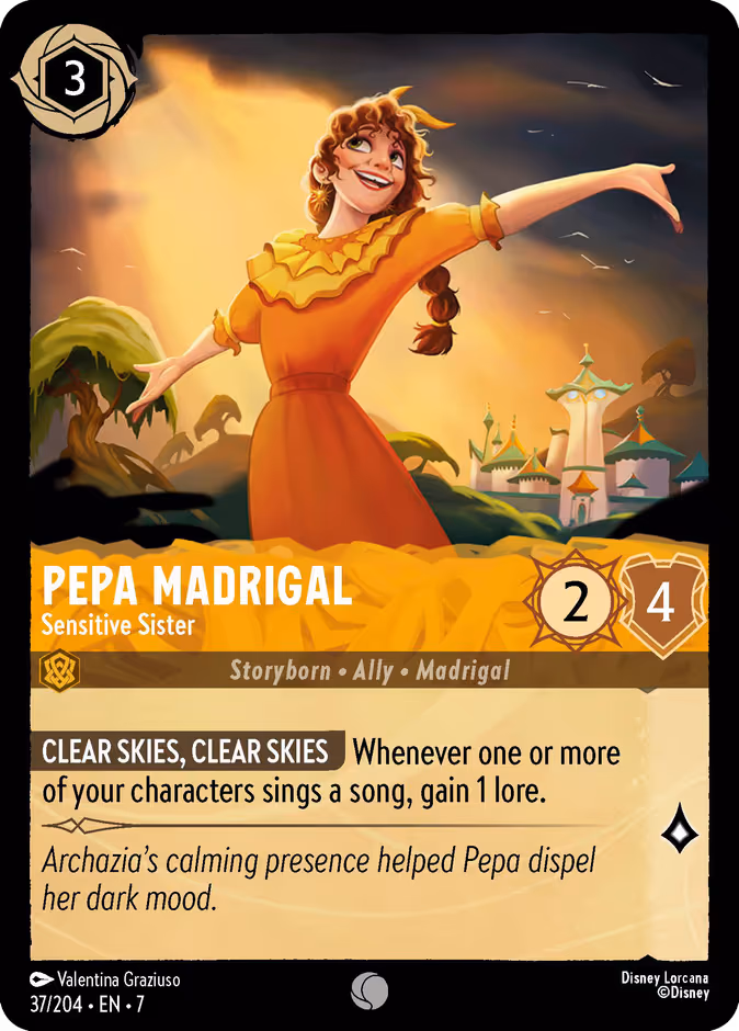 Pepa Madrigal - Sensitive Sister Lorcana card (37/204, Archazia's Island)