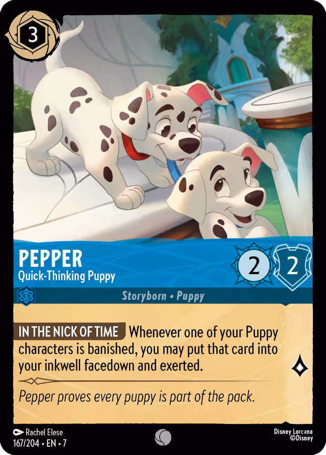 Pepper - Quick-Thinking Puppy Lorcana card (167/204, Archazia's Island)