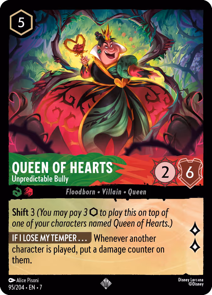 Queen of Hearts - Unpredictable Bully Lorcana card (95/204, Archazia's Island)