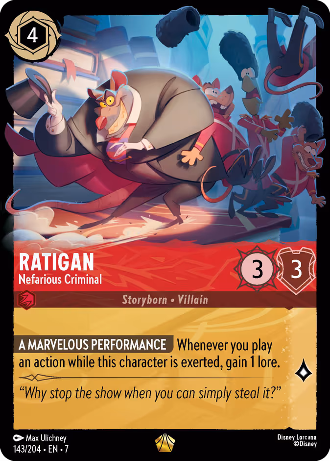 Ratigan - Nefarious Criminal Lorcana card (143/204, Archazia's Island)