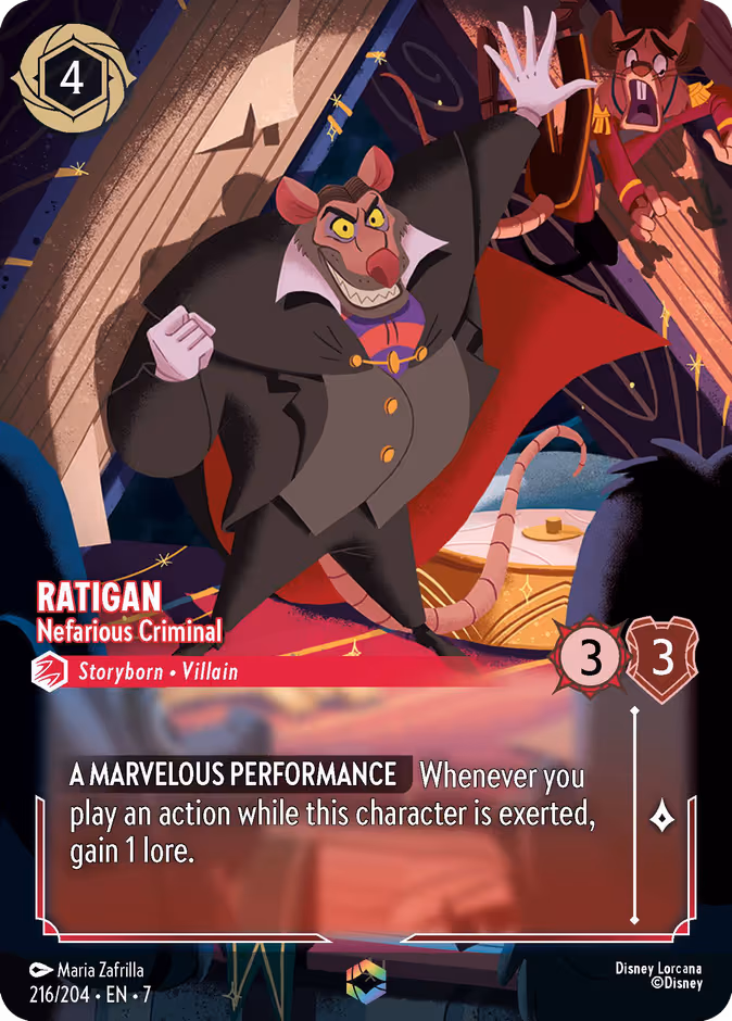 Ratigan - Nefarious Criminal Lorcana card (216/204, Archazia's Island)
