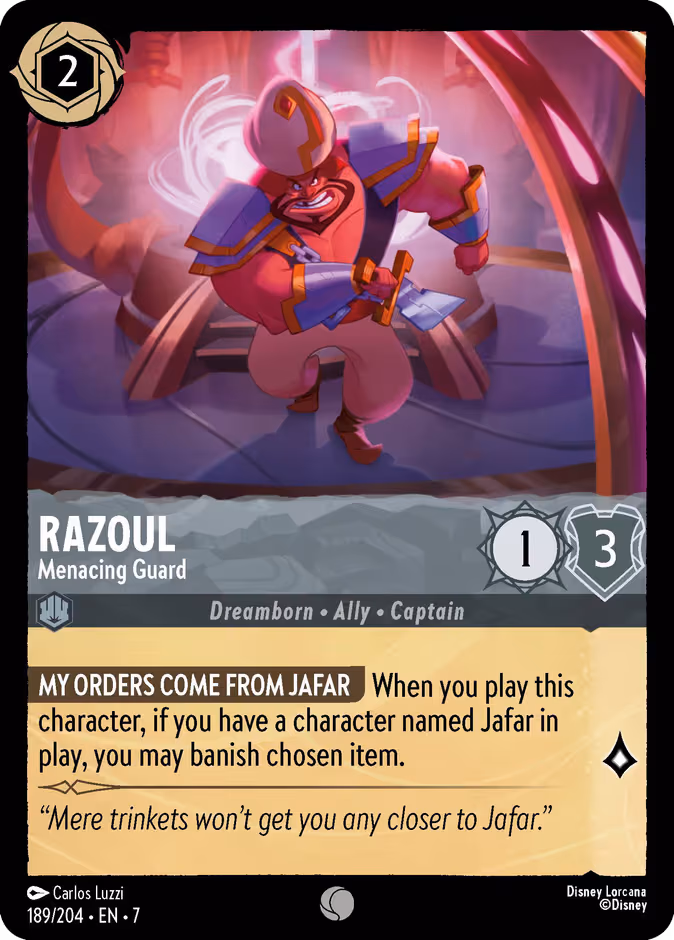 Razoul - Menacing Guard Lorcana card (189/204, Archazia's Island)