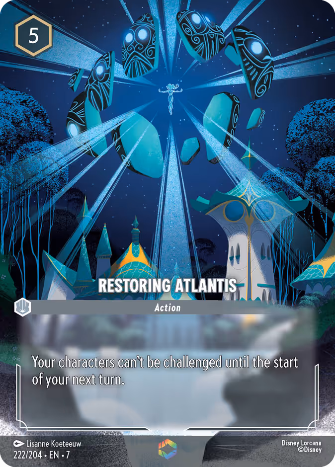 Restoring Atlantis Lorcana card (222/204, Archazia's Island)