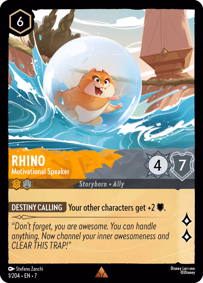 Rhino - Motivational Speaker Lorcana card (1/204, Archazia's Island)