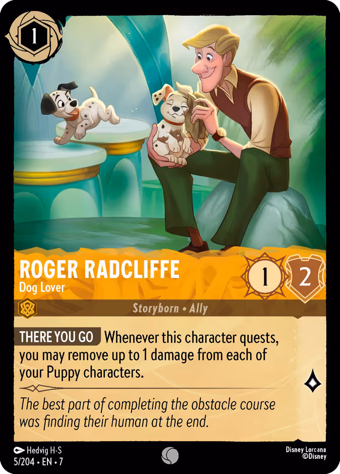 Roger Radcliffe - Dog Lover Lorcana card (5/204, Archazia's Island)