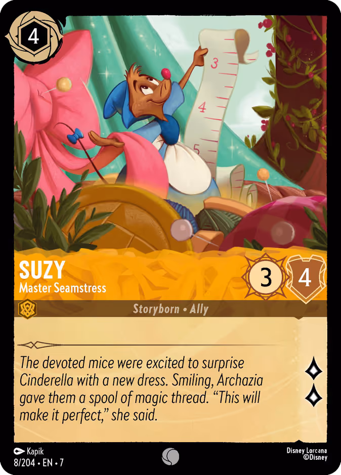 Suzy - Master Seamstress Lorcana card (8/204, Archazia's Island)