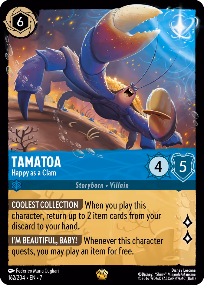 Tamatoa - Happy as a Clam Lorcana card (162/204, Archazia's Island)