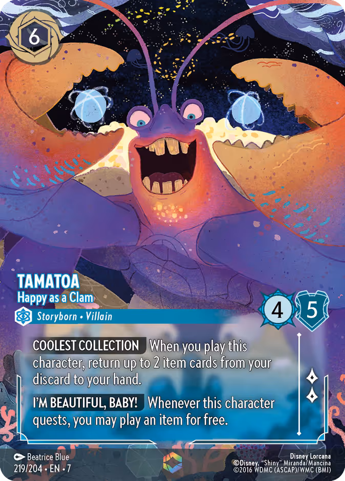 Tamatoa - Happy as a Clam Lorcana card (219/204)
