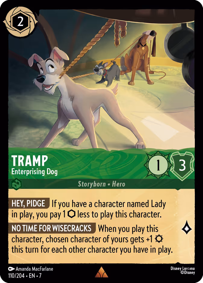 Tramp - Enterprising Dog Lorcana card (110/204, Archazia's Island)