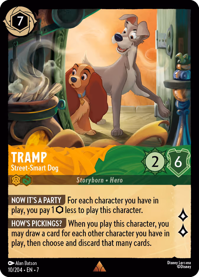 Tramp - Street-Smart Dog Lorcana card (10/204, Archazia's Island)