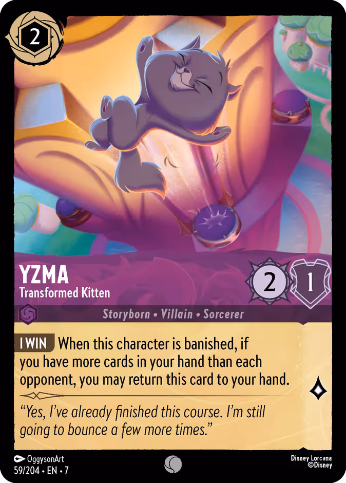 Yzma - Transformed Kitten Lorcana card (59/204, Archazia's Island)