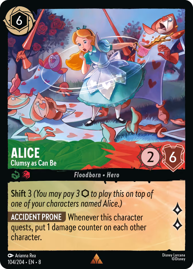 Alice - Clumsy as Can Be Lorcana card (104/204, Reign of Jafar)