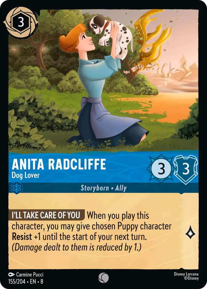 Anita Radcliffe - Dog Lover Lorcana card (155/204, Reign of Jafar)