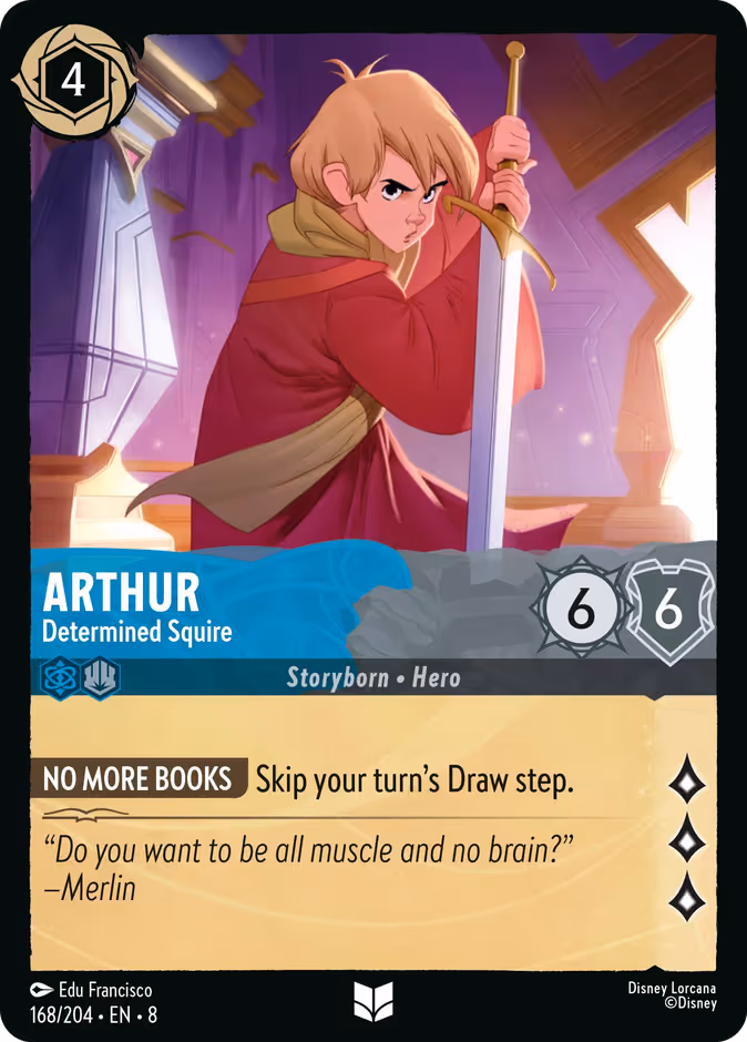 Arthur - Determined Squire Lorcana card (168/204, Reign of Jafar)