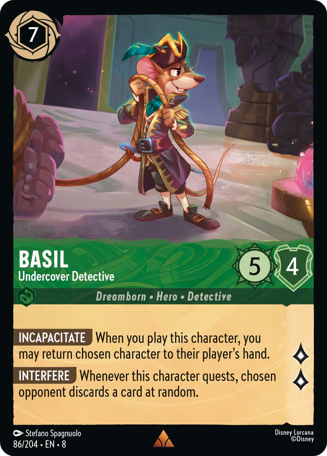 Basil - Undercover Detective Lorcana card (86/204, Reign of Jafar)