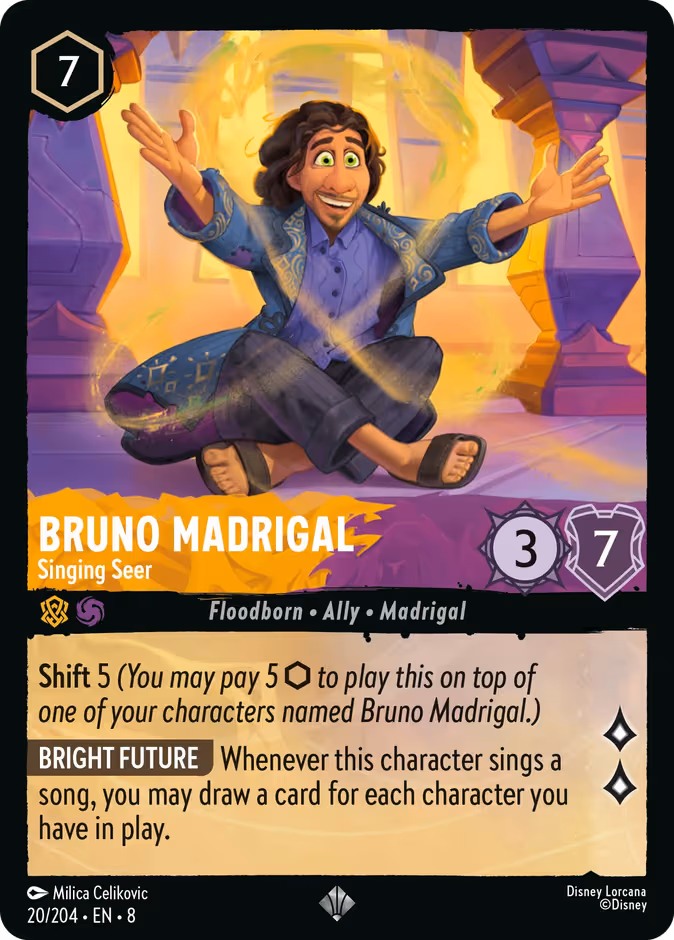 Bruno Madrigal - Singing Seer Lorcana card (20/204, Reign of Jafar)