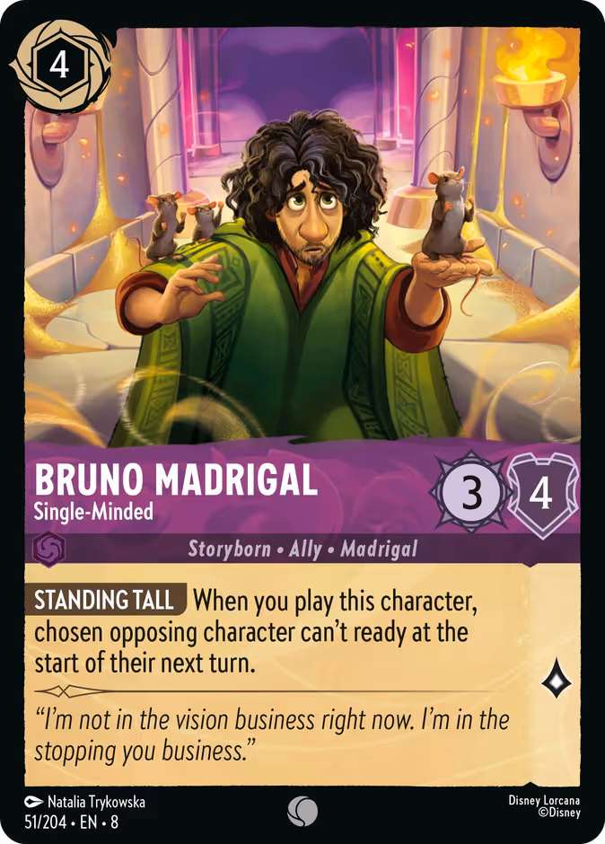 Bruno Madrigal - Single-Minded Lorcana card (51/204, Reign of Jafar)