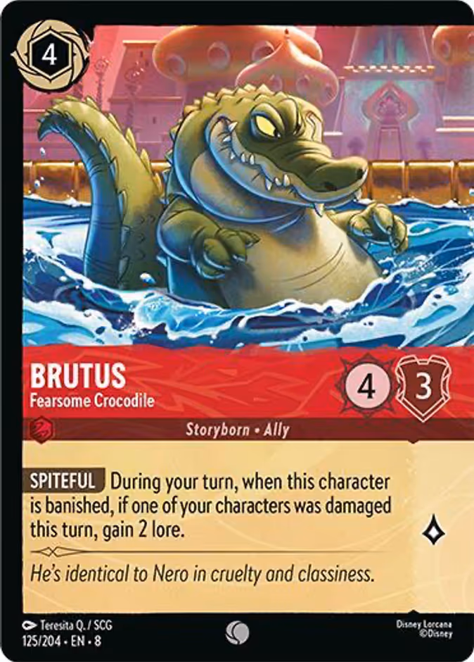 Brutus - Fearsome Crocodile Lorcana card (125f/204, Reign of Jafar)