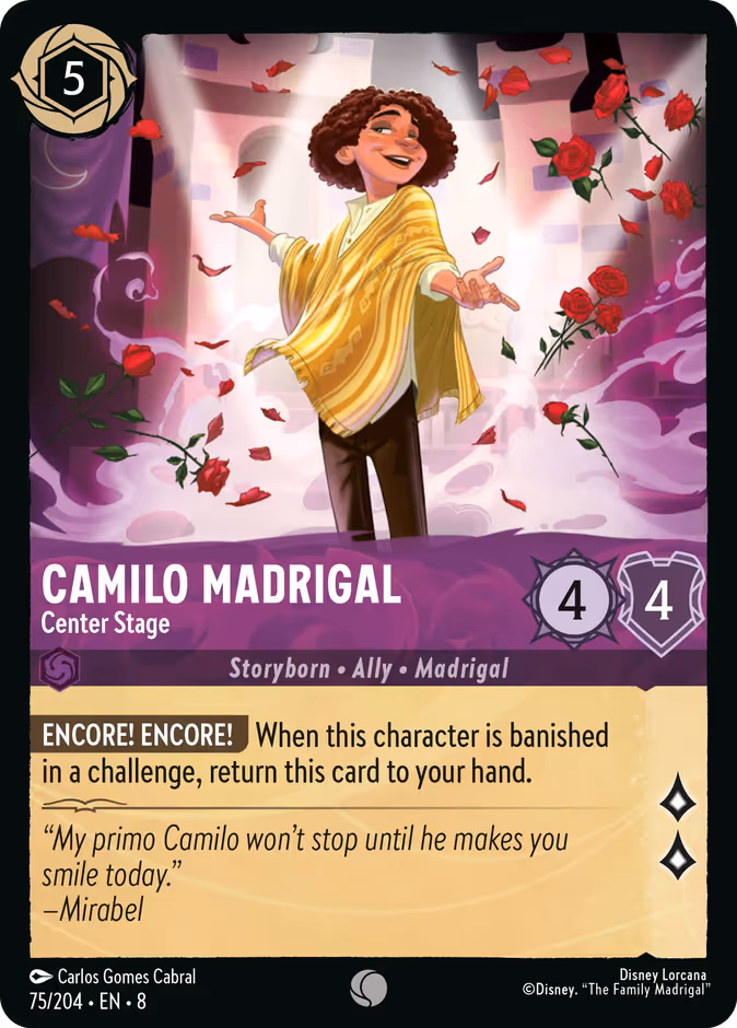 Camilo Madrigal - Center Stage Lorcana card (75/204, Reign of Jafar)
