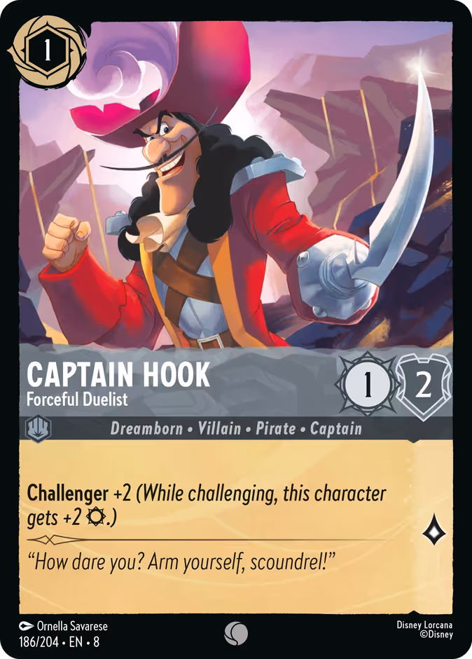Captain Hook - Forceful Duelist Lorcana card (186/204, Reign of Jafar)