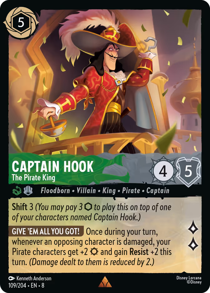 Captain Hook - The Pirate King Lorcana card (109/204, Reign of Jafar)