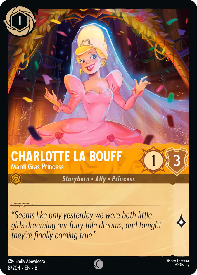 Charlotte La Bouff - Mardi Gras Princess Lorcana card (8/204, Reign of Jafar)