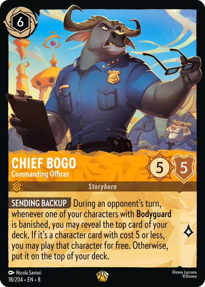 Chief Bogo - Commanding Officer Lorcana card (18/204, Reign of Jafar)