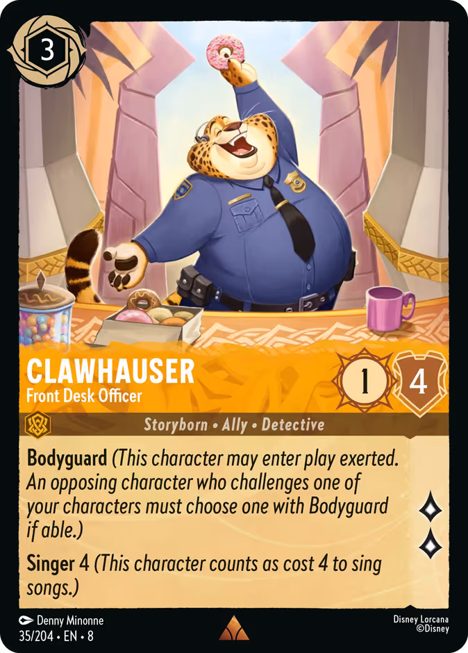 Clawhauser - Front Desk Officer Lorcana card (35/204, Reign of Jafar)