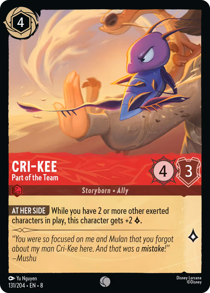 Cri-Kee - Part of the Team Lorcana card (131/204, Reign of Jafar)