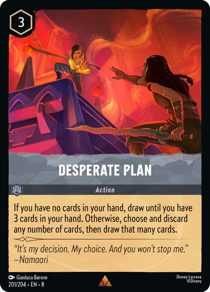 Desperate Plan Lorcana card (201/204, Reign of Jafar)