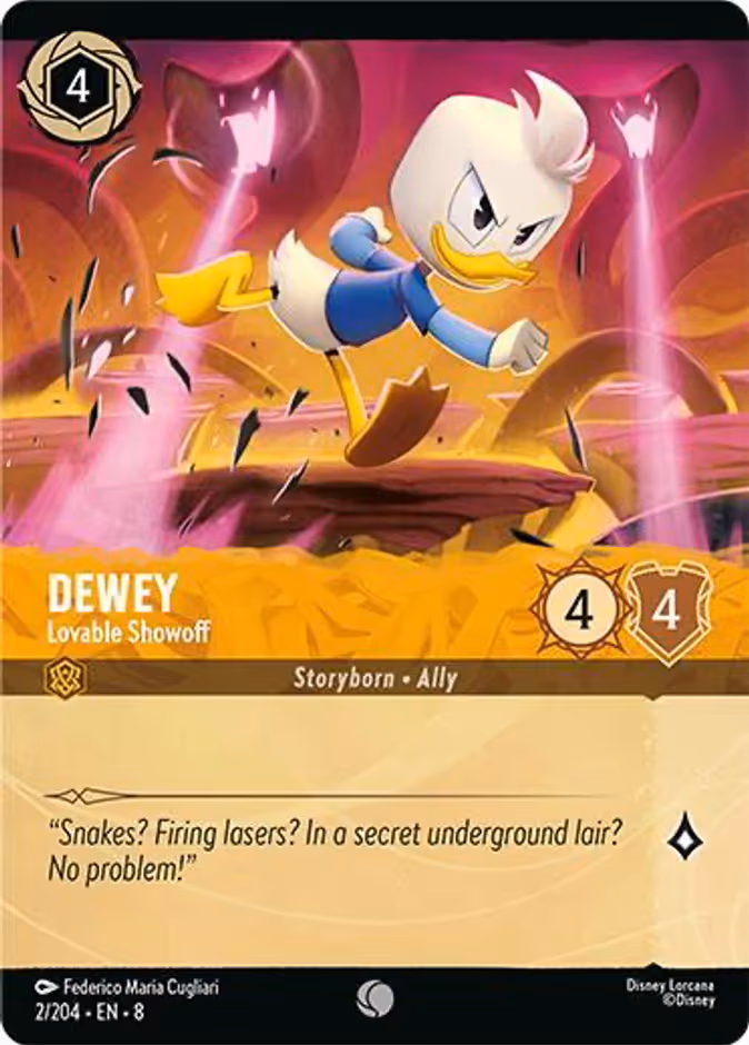 Dewey - Lovable Showoff Lorcana card (2f/204, Reign of Jafar)