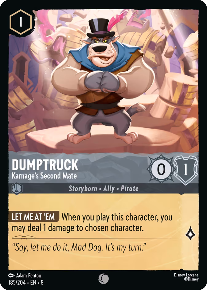 Dumptruck - Karnage's Second Mate Lorcana card (185/204, Reign of Jafar)