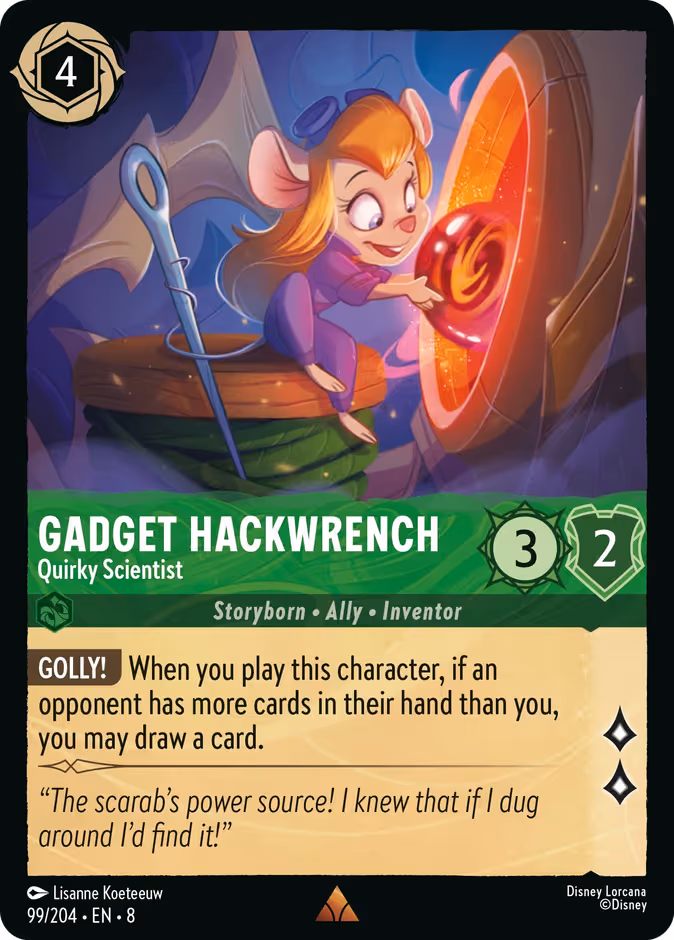 Gadget Hackwrench - Quirky Scientist Lorcana card (99/204, Reign of Jafar)