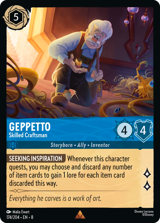 Geppetto - Skilled Craftsman Lorcana card (174/204, Reign of Jafar)