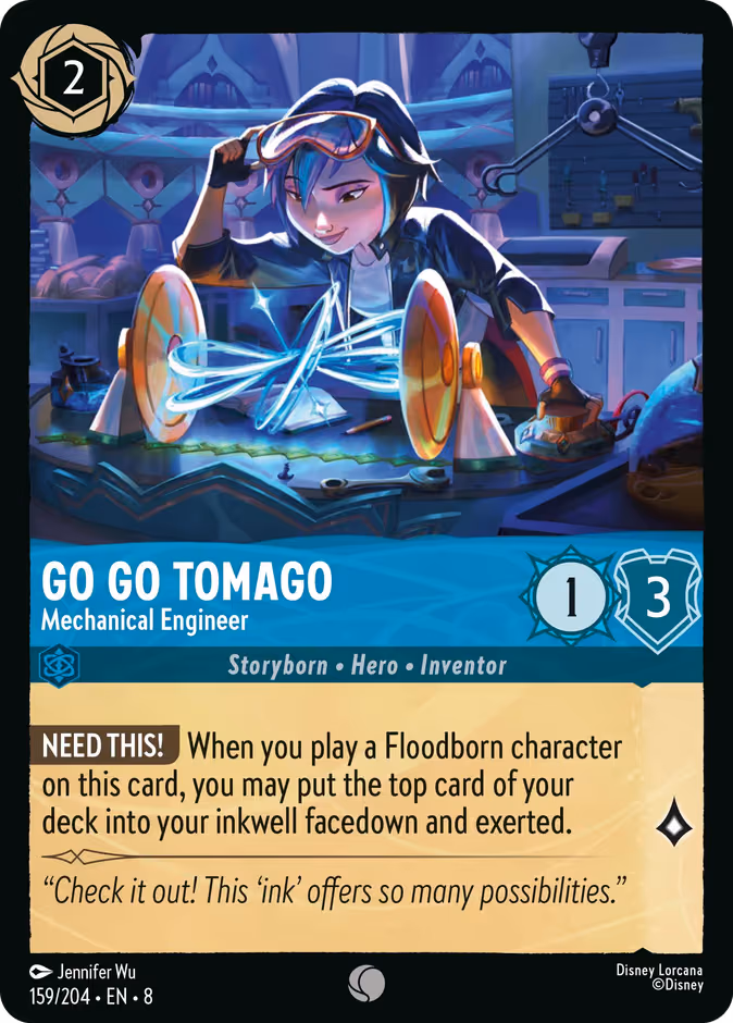 Go Go Tomago - Mechanical Engineer Lorcana card (159/204, Reign of Jafar)