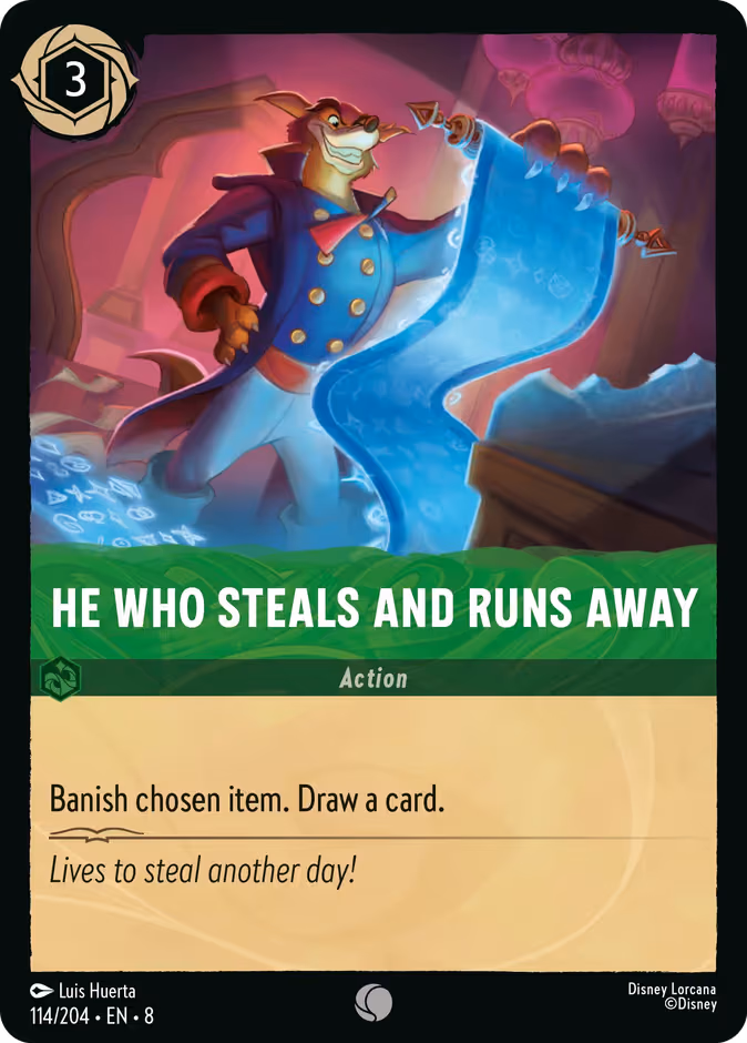 He Who Steals and Runs Away Lorcana card (114/204, Reign of Jafar)