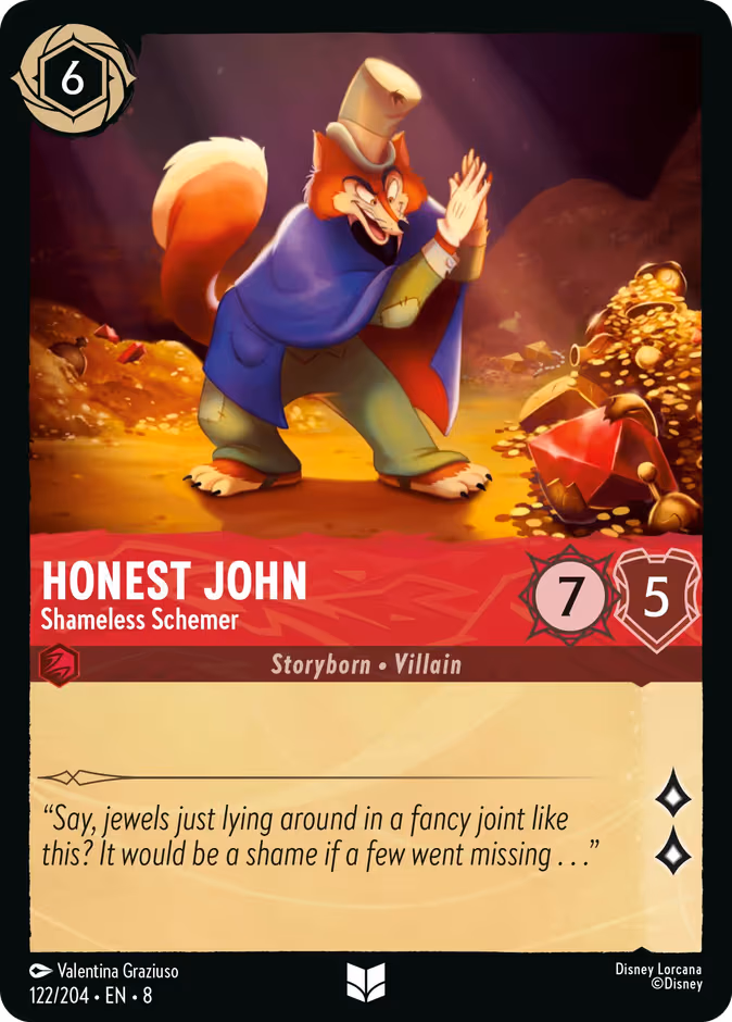 Honest John - Shameless Schemer Lorcana card (122/204, Reign of Jafar)