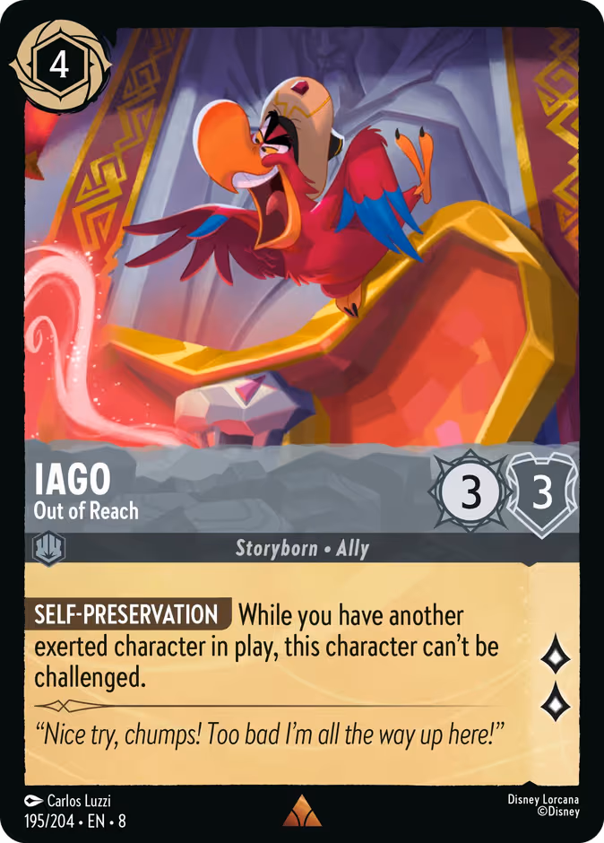 Iago - Out of Reach Lorcana card (195/204, Reign of Jafar)