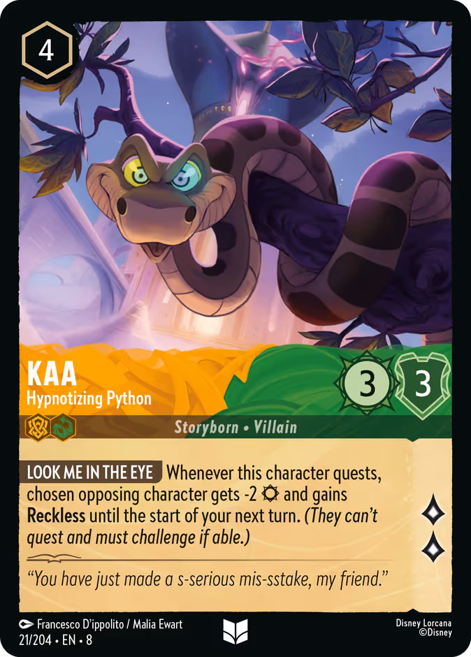 Kaa - Hypnotizing Python Lorcana card (21/204, Reign of Jafar)