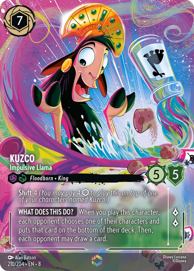 Kuzco - Impulsive Llama Lorcana card (210/204)
