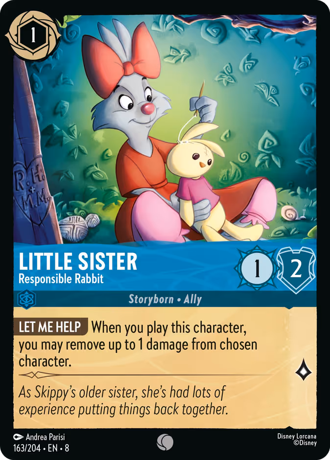 Little Sister - Responsible Rabbit Lorcana card (163/204, Reign of Jafar)