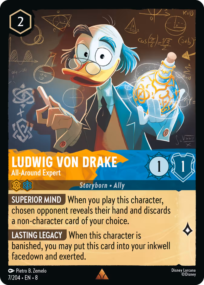 Ludwig Von Drake - All-Around Expert Lorcana card (7/204, Reign of Jafar)