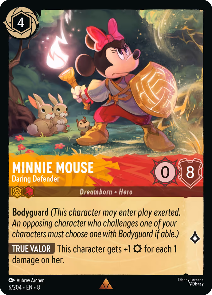 Minnie Mouse - Daring Defender Lorcana card (6/204, Reign of Jafar)